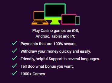 Boo Casino talletukset ja kotiutukset