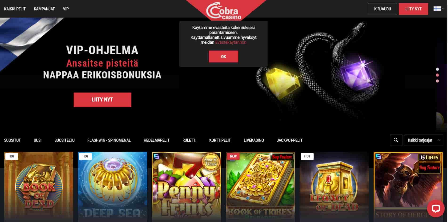 Cobra casino homepage