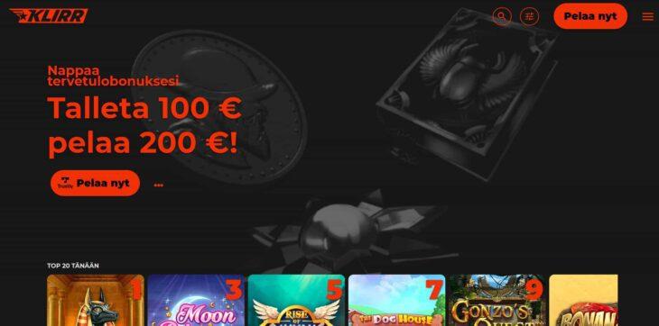 Klirr casino homepage
