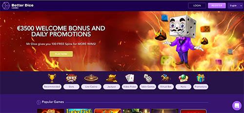 Better Dice Casino home page